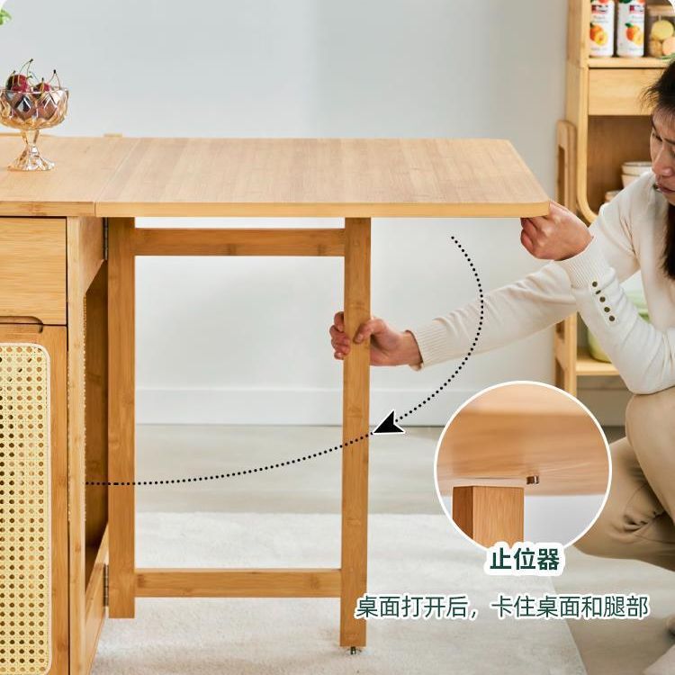 Mesa de comedor plegable de madera maciza hogar pequeño apartamento ratán cuadrado mesa de comedor retráctil japonés moderno simple combinación de mesa y silla