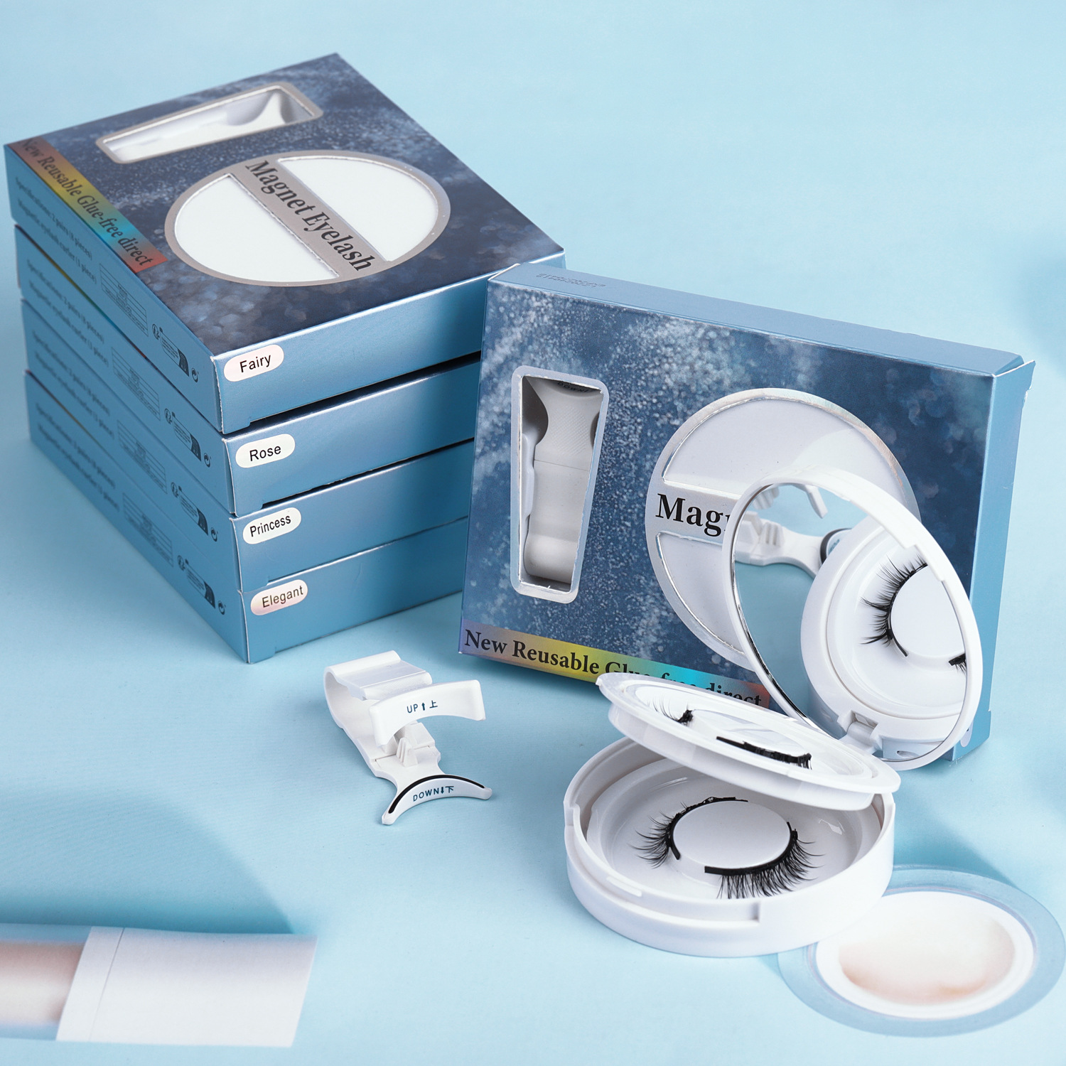 Transfronterizo doble absorción magnética falsa pestañas cuánticas pestañas temu amazon pegamento permanente imán pestañas clip set