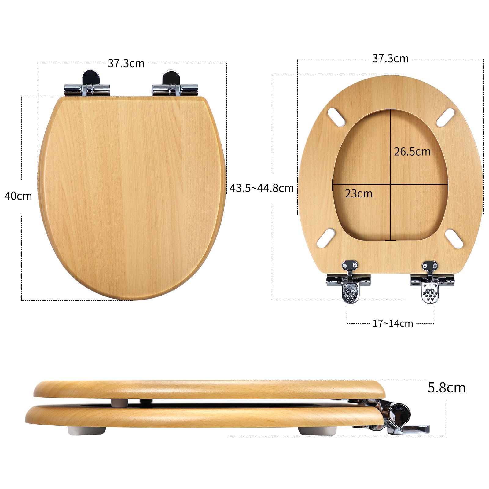 Fábrica directa de 17 pulgadas tablero de densidad madera MDF cubierta de inodoro cinta de PVC piel ligera cinta de madera de hayaca caer lentamente