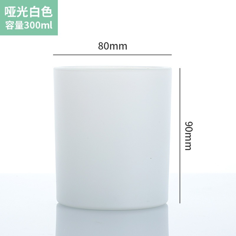 Blanco mate 300ml taza de candelabros de vidrio transparente interior romántico candelabros taza de vidrio perfumado lata