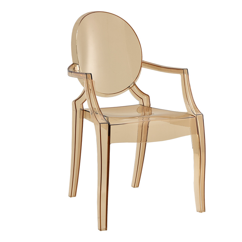 Silla de plástico acrílico transparente reposabrazos silla de comedor de cristal silla de maquillaje silla respaldo creativa nueva silla nórdica moderna