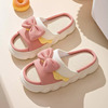 Slippers with bow, non-slip footwear indoor, cute slide for beloved platform, cotton and linen, wholesale