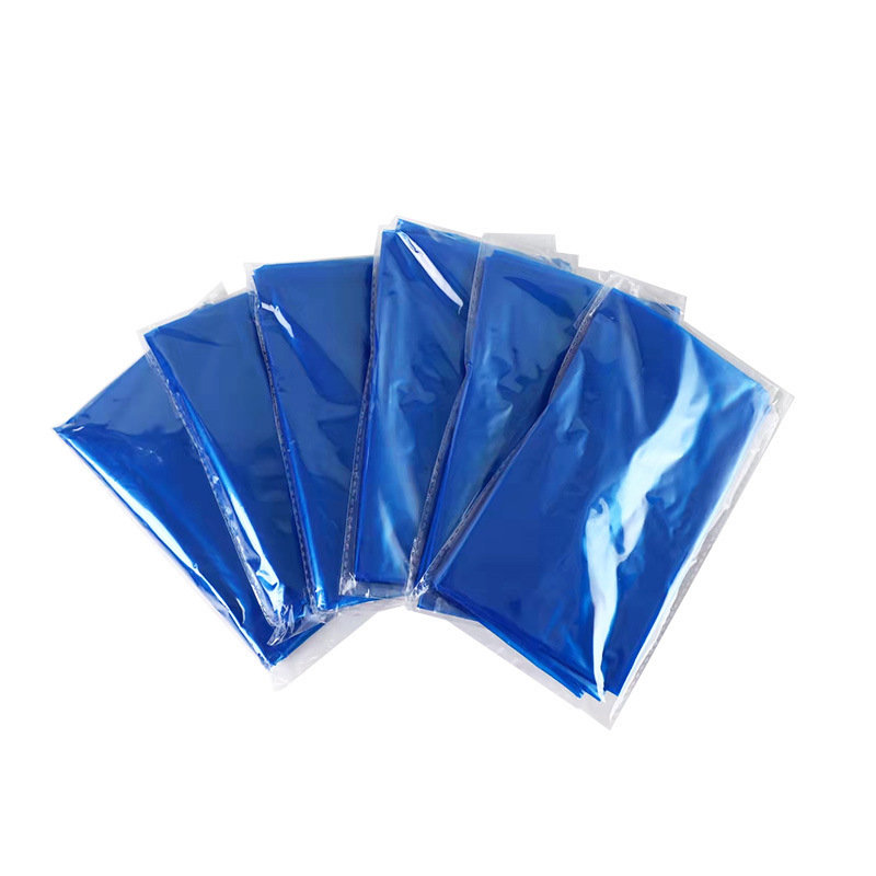 Cubierta de zapato larga desechable PE engrosada a prueba de polvo a prueba de lluvia color transparente banda de goma azul oscuro cordón cubierta de bota a la deriva