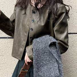 皮衣女短款外套2026春秋新款韩版百搭显瘦单排扣pu机车服皮夹克潮