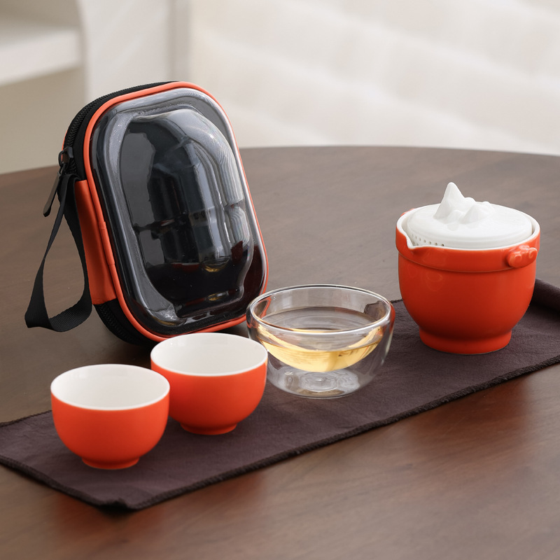 Juego de Té Portátil para Viajes de Vidrio para Camping y Exteriores