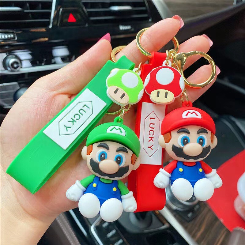 Cross-Border Hot Selling Mario Keychain Small Gifts Car Accessories Jewelry Cartoon Key Chain Bag Pendant