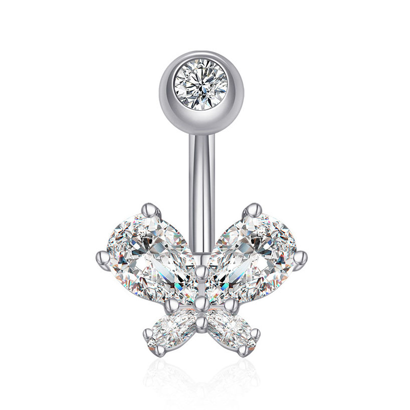 Fashion Butterfly Copper Plating Inlay Zircon Belly Ring 1 Piece