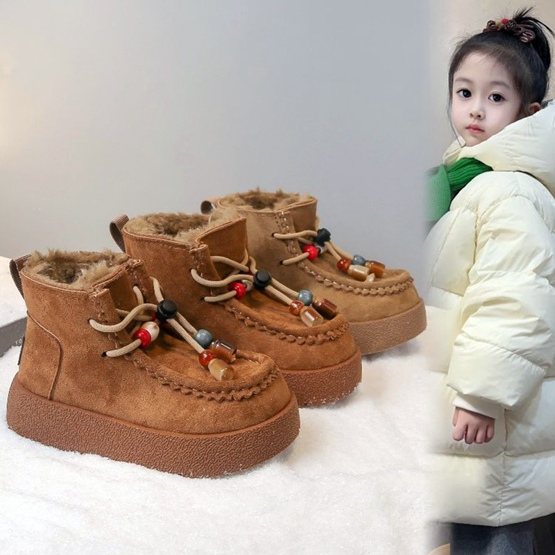 Snow Boots for Girls Waterproof and Warm 2025 Winter New Kidsren's Thickeneded Large Cotton Shoes Baby Princess Cotton Boots for Girls