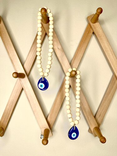 Simple Nordic style wooden beads blue eye pendant devil's eye car interior pendant special wall interior decoration