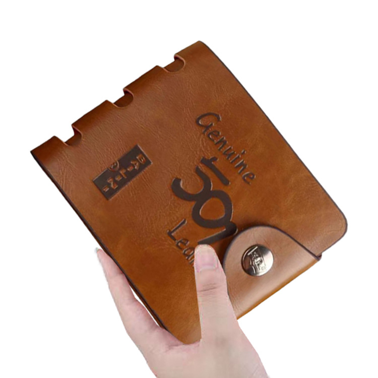 疯马皮男士短款钱包青年个性横款按扣小钱夹拉链零钱包多卡位卡包