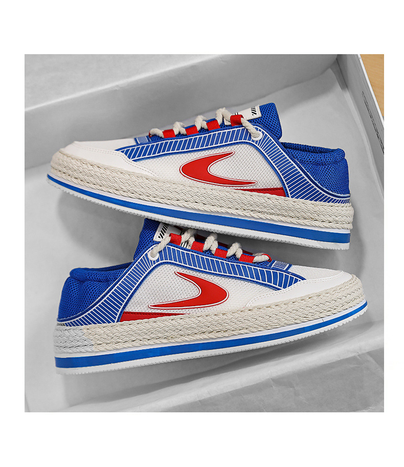 Scarpe da uomo autunnali Nuove scarpe sportive in mesh Un pedale Scarpe da marea intrecciate in paglia a doppio scopo con fondo spesso Scarpe casual da studente traspiranti da uomo_voghion.com