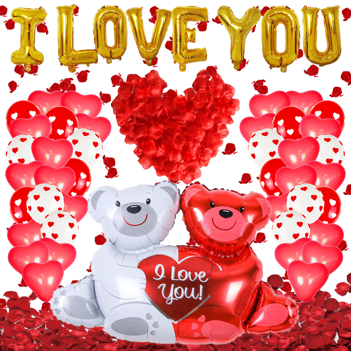 Nuevo Día de San Valentín globo traje decoración 16 pulgadas te amo carta amor aluminio película propuesta confesión globo