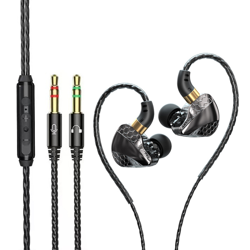 Auriculares de computadora de escritorio en la oreja dos en uno con cable e-sports juego dedicado USB Dual-plug auriculares con micrófono