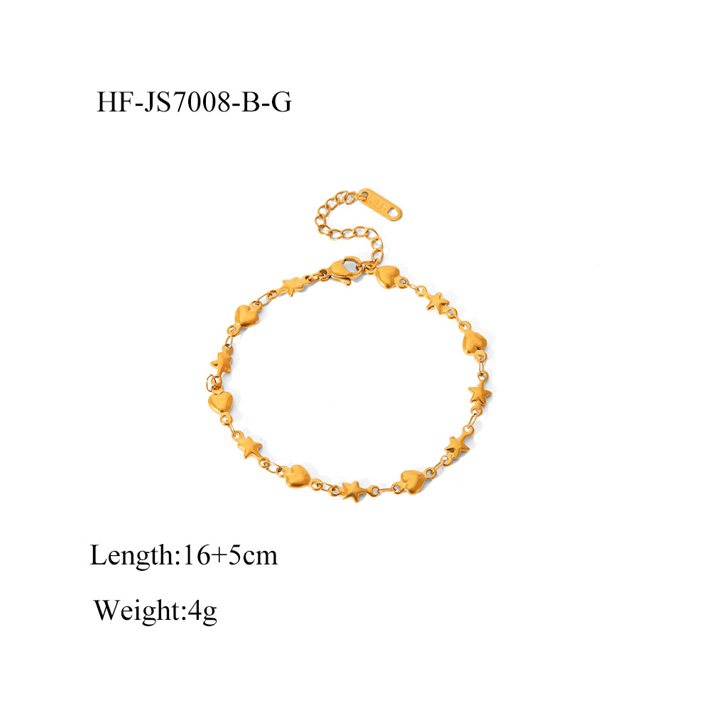 Acero de titanio de lujo ligero francés 18K oro real galvanoplastia amor estrella de cinco puntas collar transfronterizo pulsera INS juego de joyería al por mayor