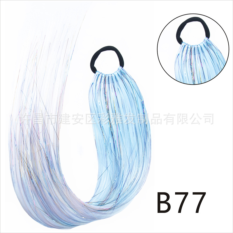 Comercio exterior transfronterizo láser de fibra química colorida cola de caballo 24 pulgadas trenzada de nueve hebras extensión de cabello cola de caballo simple y rápida