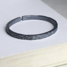 《黑武士》925纯银手镯男复古个性镯子黑色复古潮男女情侣礼物