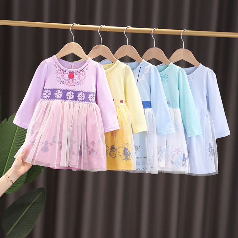 Spring Style Children's Mesh Dress Princess Dress Long-Sleeved Gauze Dress Girls Super Fairy Ladylike Tutu Dress Foreign Trade Spring Style Children's Mesh Dress Princess Dress Long-Sleeved Gauze Dress Girls Super Fairy Ladylike Tutu Dress Foreign Trade