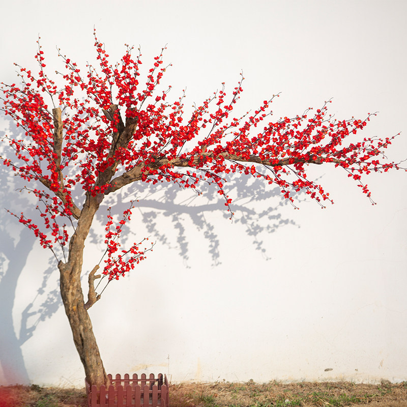 Artificial Plum Blossom Tree, Wax Plum Tree, Peach Blossom Tree, Red Plum Bonsai for Indoor and Outdoor Decoration, New Year's Wishing Tree Artificial Plum Blossom Tree, Wax Plum Tree, Peach Blossom Tree, Red Plum Bonsai for Indoor and Outdoor Decoration, New Year's Wishing Tree