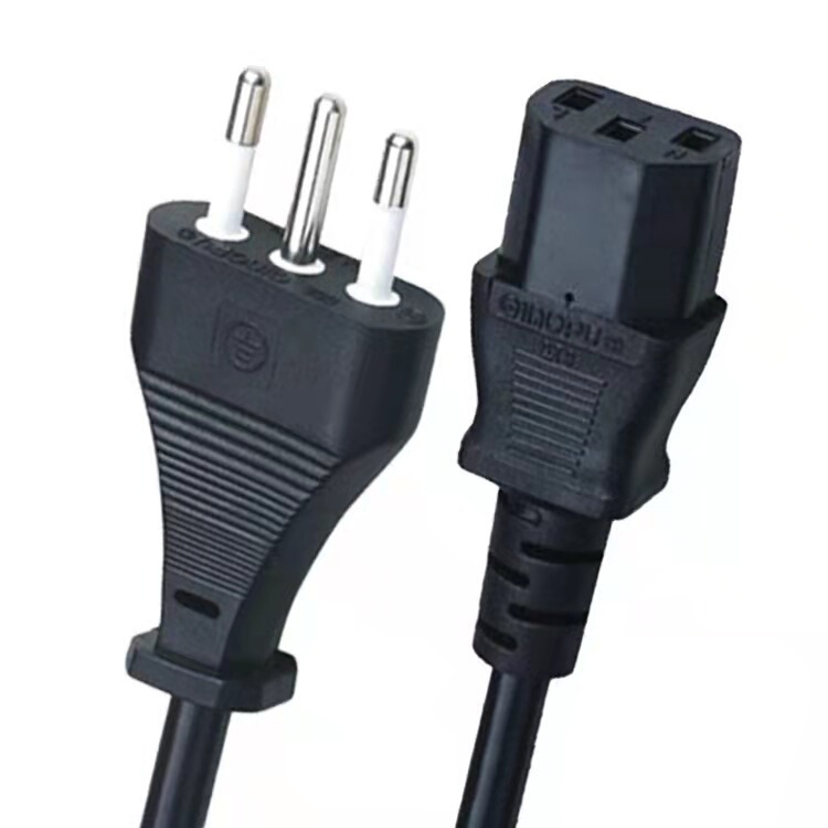 Customized Italian power cord direct selling Chile plug cord product tail three round pin Italian power plug cord