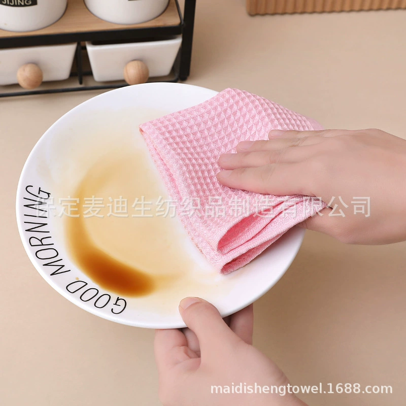 [亚马逊热销华夫格挂钩洗碗巾不沾油蜂窝方巾柔软吸水耐用易清洁]