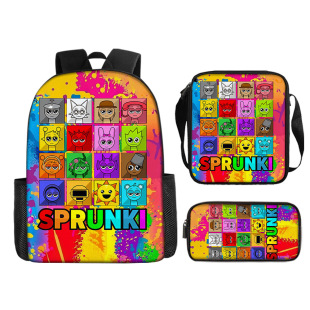 In Stock 16inch Rhythm Box Primary and Secondary School Student Backpack Cartoon Backpack Sprunki Kidsren's Bag Cross-Border Hot Sale