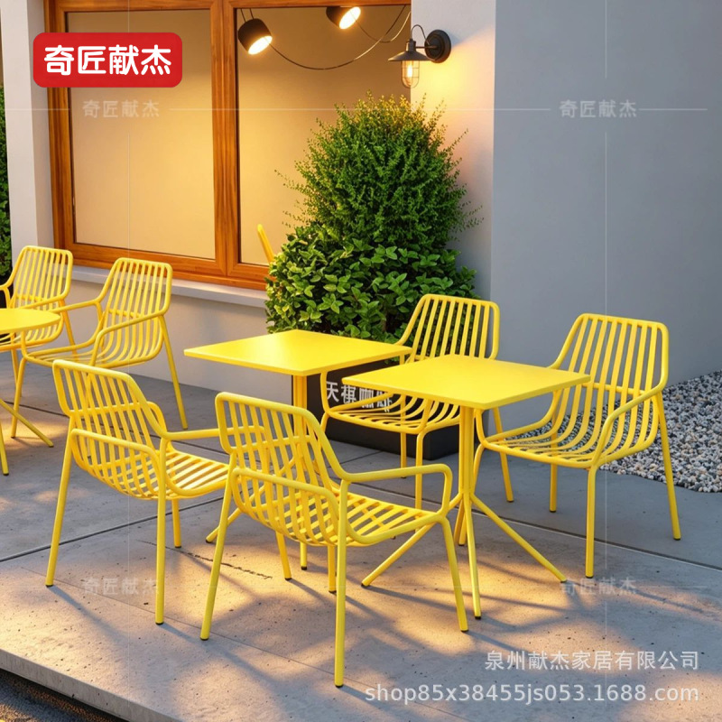 户外别墅花园露台金属桌椅网红民宿阳台家具奶茶店咖啡馆外摆桌椅