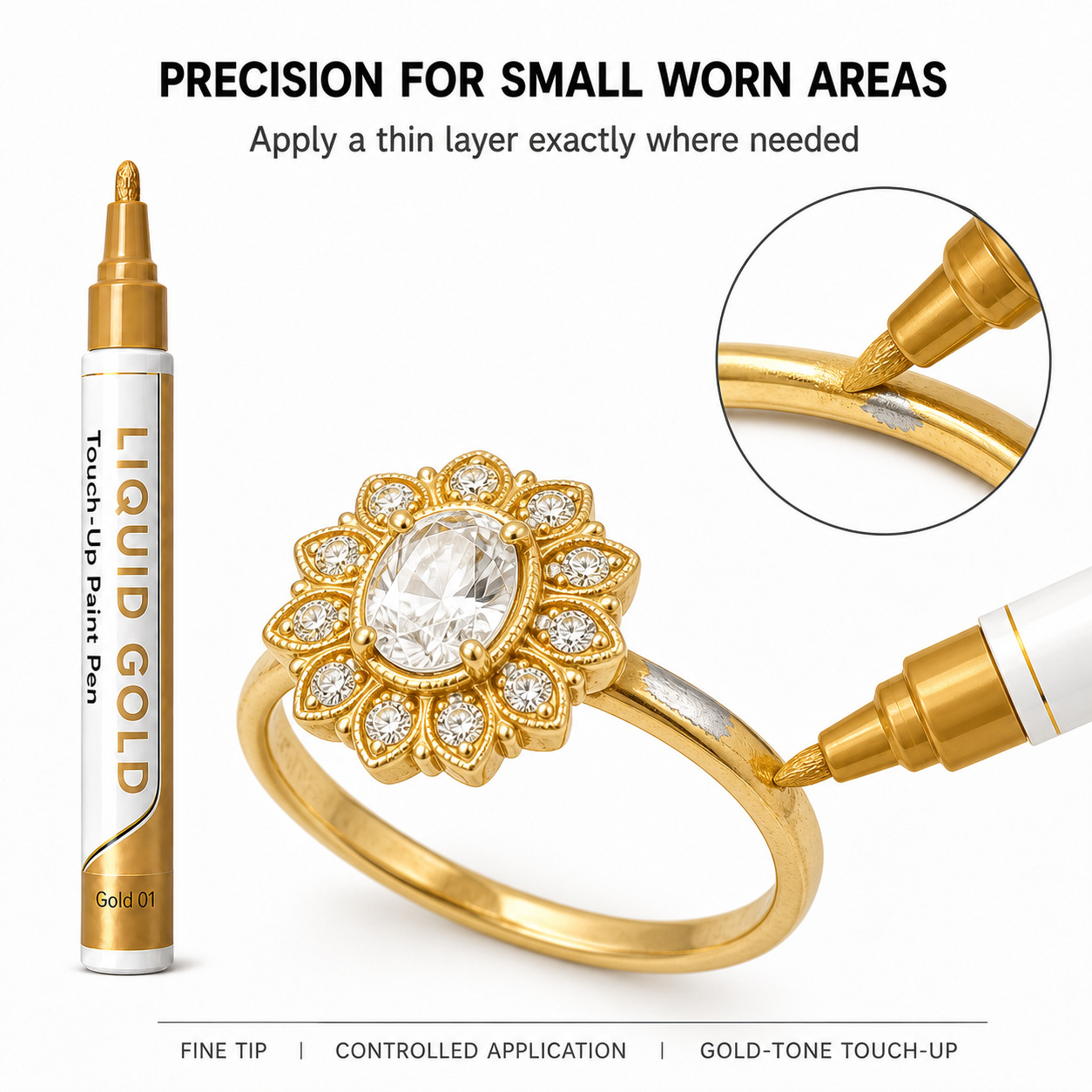 Gold paint pen for metal scratch repair, touch-up paint pen for furniture and hardware, paint restoration, gold painting pen, DIY coloring pen
