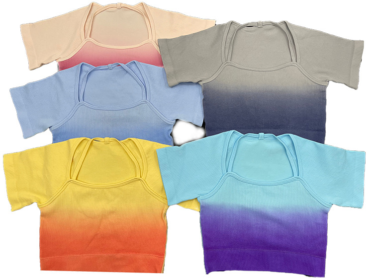 Casual Degradado De Color Nylon Cuello Halter Conjuntos Activos Playeras Polainas display picture 30