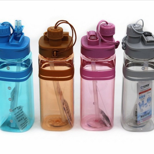 Zannuo nueva taza de agua portátil creativa de paja de bebida directa de doble propósito hervidor deportivo de agua colorido taza espacial cuadrada