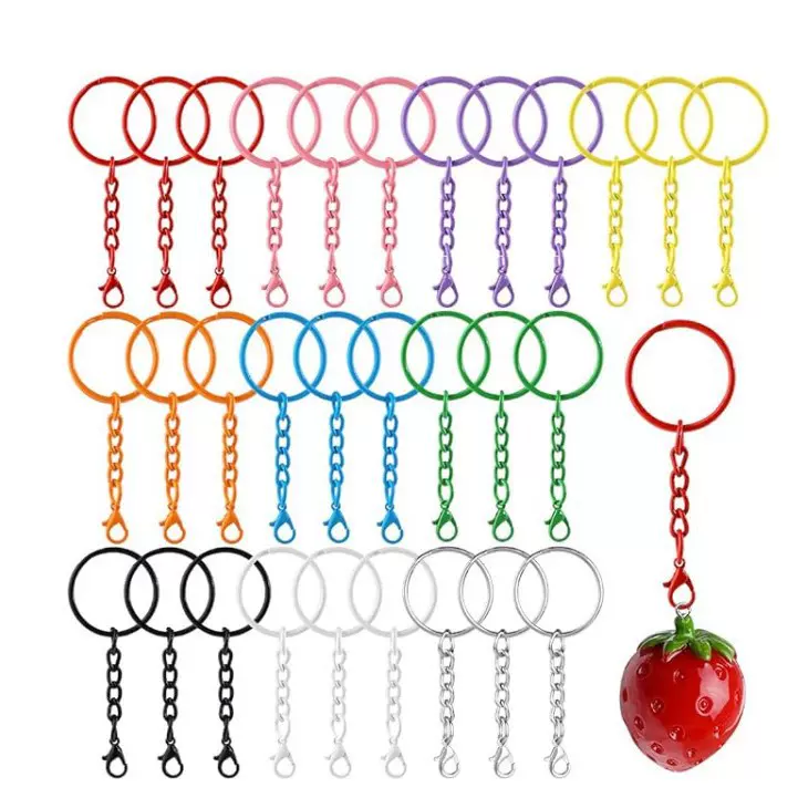 彩色烤漆25钥匙圈环挂扭链转龙虾扣 糖果色创意DIY饰品配件钥匙扣