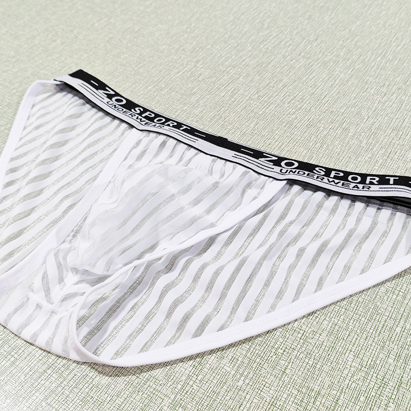 Light Luxury Men's Underwear High-Cut Triangle Ice Silk Nylon Glass Strips Soft and Comfortable See-Through Lace Men's Pants Factory Ready Stock Light Luxury Men's Underwear High-Cut Triangle Ice Silk Nylon Glass Strips Soft and Comfortable See-Through Lace Men's Pants Factory Ready Stock