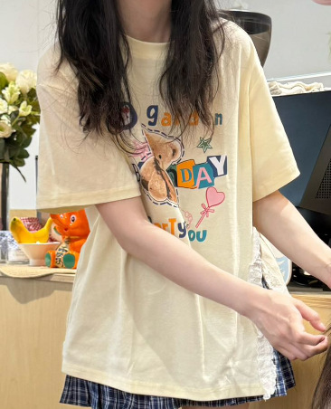 카툰 프린트 티셔츠(선판매)