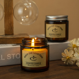 Aromatherapy candle brown glass soy wax home wedding gift holiday smokeless candle aromatherapy wholesale