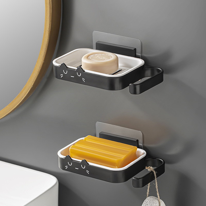 Caja de jabón personalizada, caja de jabón sin perforación de drenaje de pared, baño, hogar creativo, estante nuevo grande