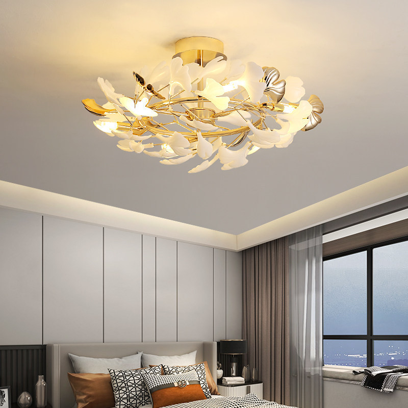 Modern Light Luxury Living Room Ceiling Light, Creative Art Trendy Restaurant Bedroom Lighting, Designer Ginkgo Leaf Decorative Lamp