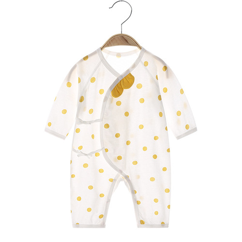 Baby jumpsuit summer pure cotton thin boneless newborn clothes harem long-sleeved air-conditioned clothes baby pajamas summer