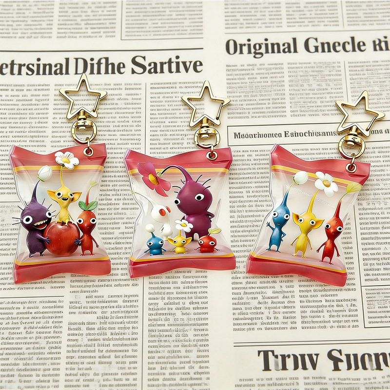 Cross-Border Pikmin Inflatable Squeeze Keychain Pendant Movie and Game Merchandise Stress-Relief Squeeze Pendant Small Gift