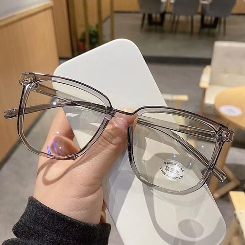 2024 New Anti-blue light glasses, square frame for both men and women, non-prescription, Korean style, natural face glasses, large frame glasses