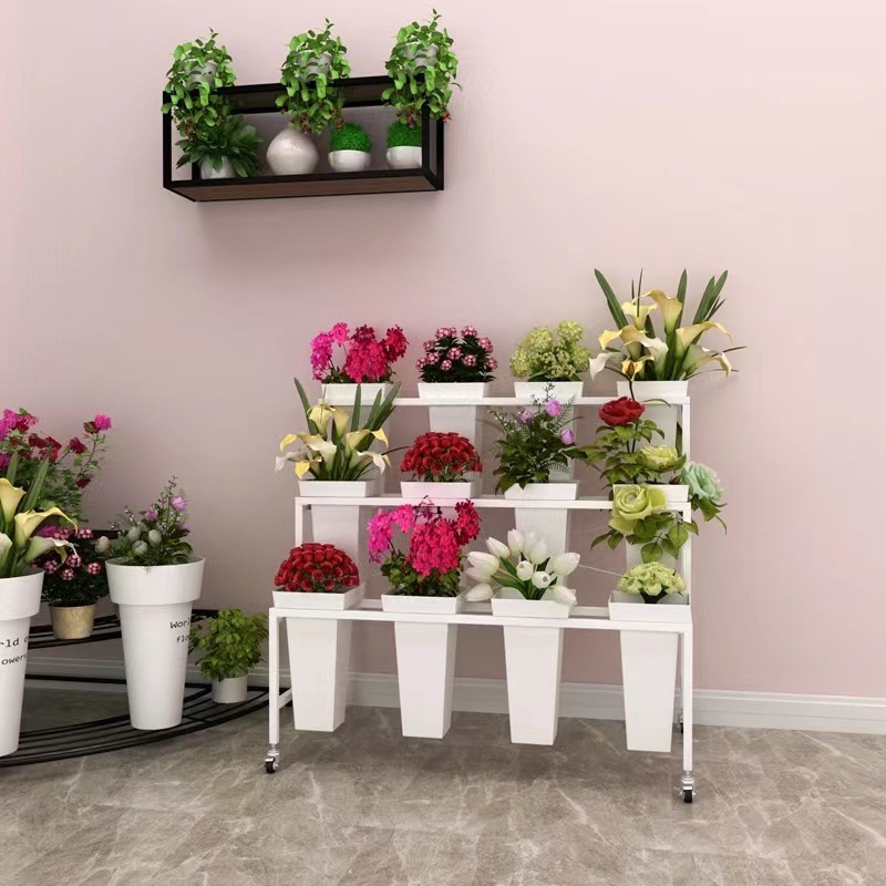 花店花架阶梯花架展示架花架绿植隔断装饰铁艺鲜花货架花店花桶