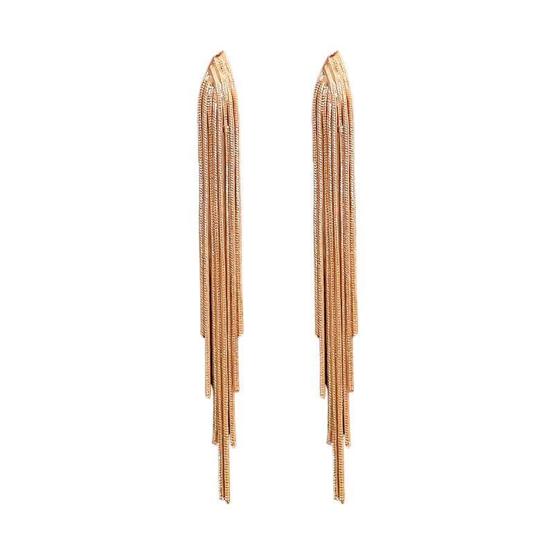 Pendientes largos de borla de cadena de aguja de plata Pendientes de alto grado de lujo ligero europeo y americano Pendientes de diseño de moda exagerada de nicho