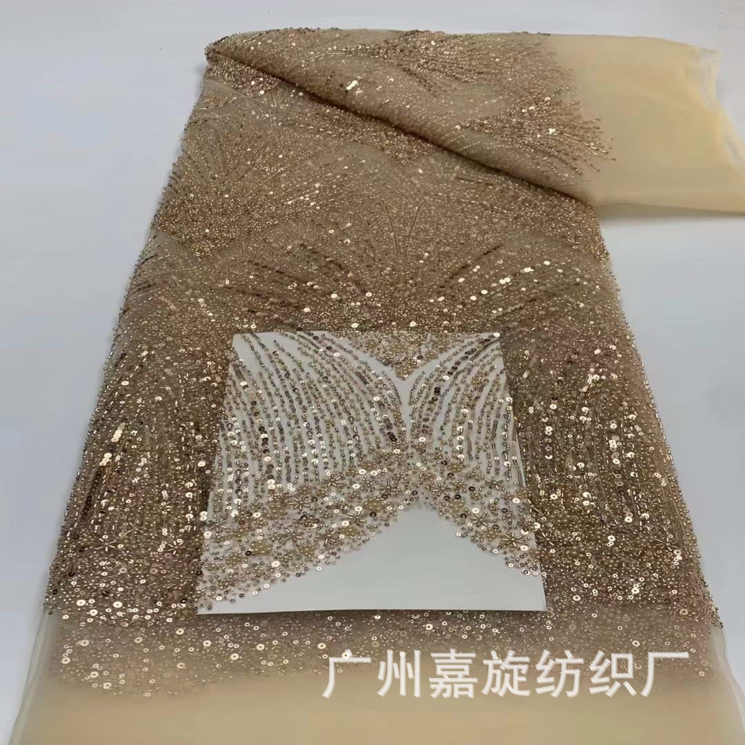 Moda francesa industria pesada con cuentas Pavo Real pantalla abierta tela de encaje vestido de malla de boda tela DIY JX3985