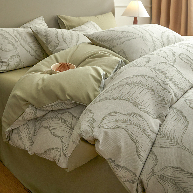 Una clase de madres y bebés Jacquard algodón puro cuatro piezas no impresa viento algodón desnudo cama