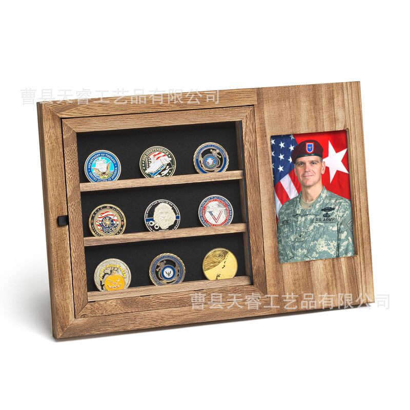 Wooden Commemorative Coin Display Photo Frame Household Wooden Commemorative Coin Collection Photo Frame Wooden Coin Storage Photo Frame