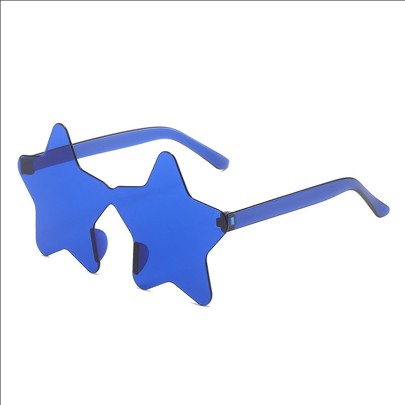 Juxin transfronteriza nueva personalidad color caramelo sin marco estrella gafas de sol fiesta fiesta extraña de cinco puntas de una pieza image 10
