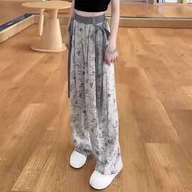 女童裤子夏季薄款冰丝阔腿裤2025新款女大童休闲裤儿童夏天防蚊裤