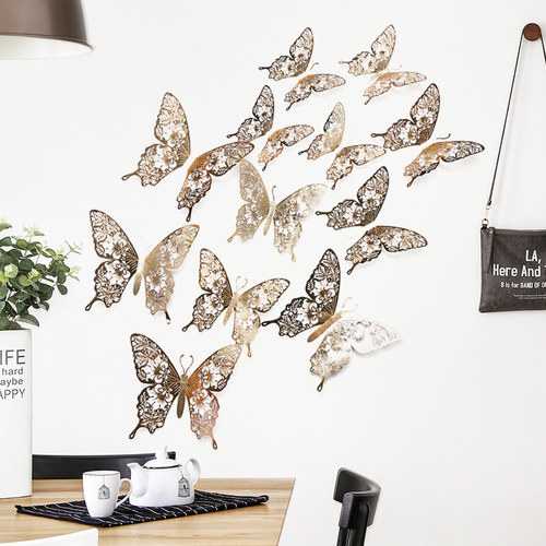 Lively Butterfly Series Decor Wall Sticker, Hollow Butterfly DIY Pearl Paper Realistic Butterfly LK10 Ten Colors