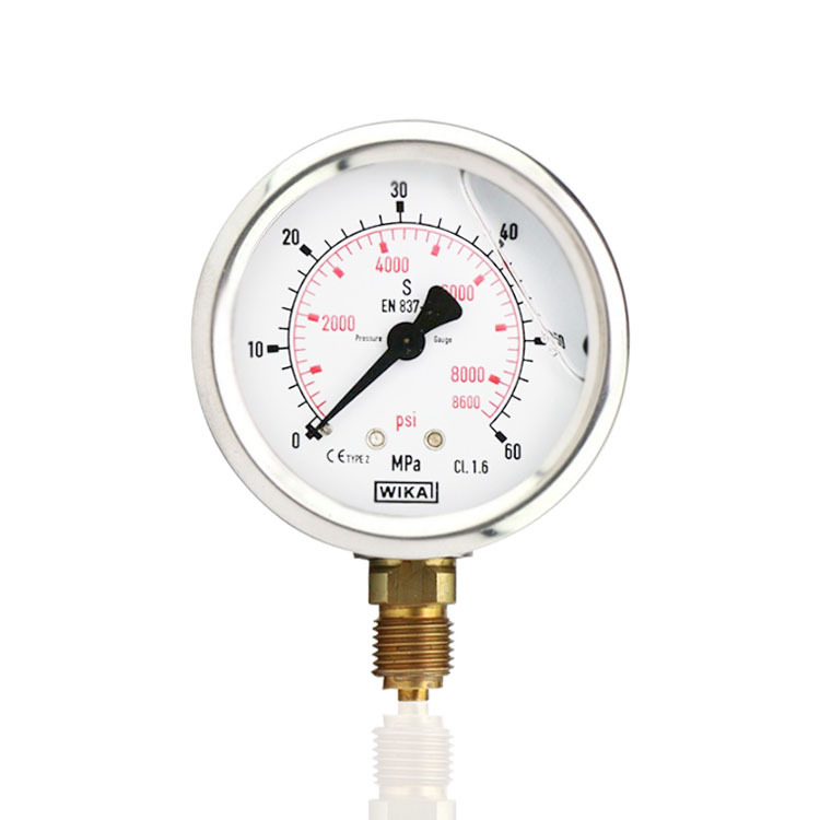 供应德国WIKA不锈钢充油压力表耐震注油充油YBN63 60MPA 8600PSI