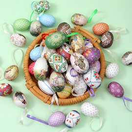 跨境热卖复活节彩蛋挂饰创意编织篮彩蛋复活节装饰摆件场景布置