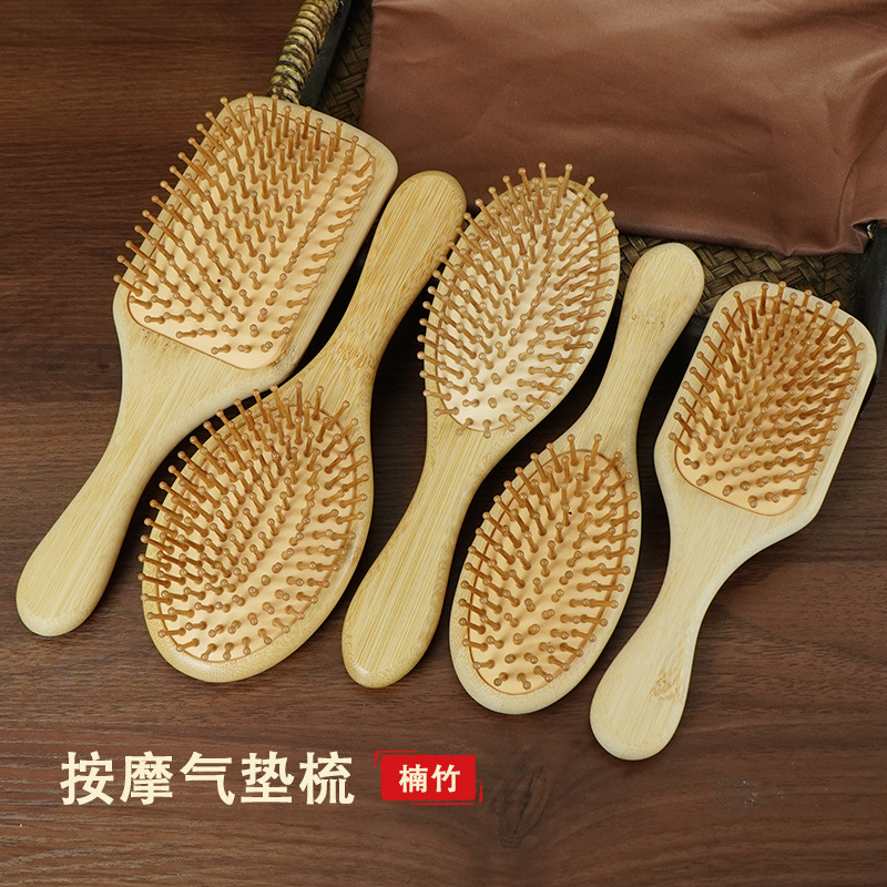 Bamboo Air Cushion Comb, Fluffy Comb with Airbag, Anti-Static, Health-Preserving Scalp Massage Comb, Wooden Comb for Women
