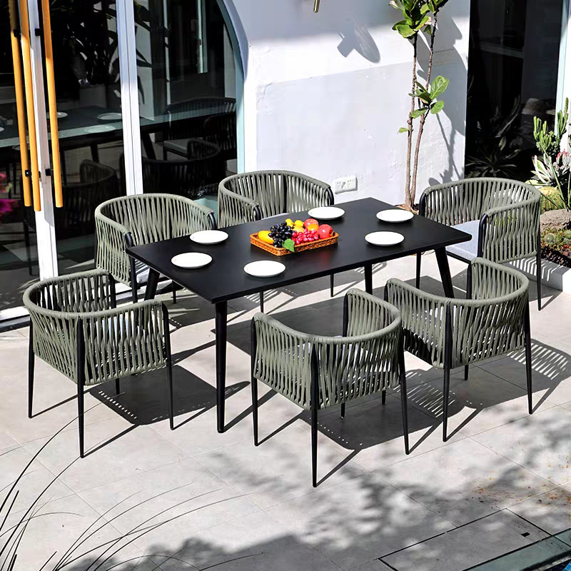 Silla de mimbre impermeable y solar al aire libre, mesa y silla al aire libre, patio, jardín, balcón al aire libre, mesa y silla de ratán de ocio, muebles combinados